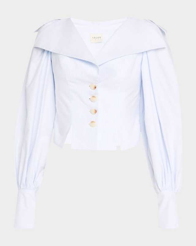 Muxe Striped Oxford Crop Top